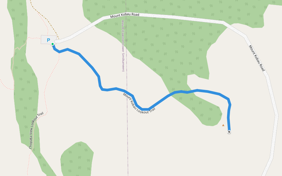 Mount Kobau Lookout Trail walking route map in Cawston