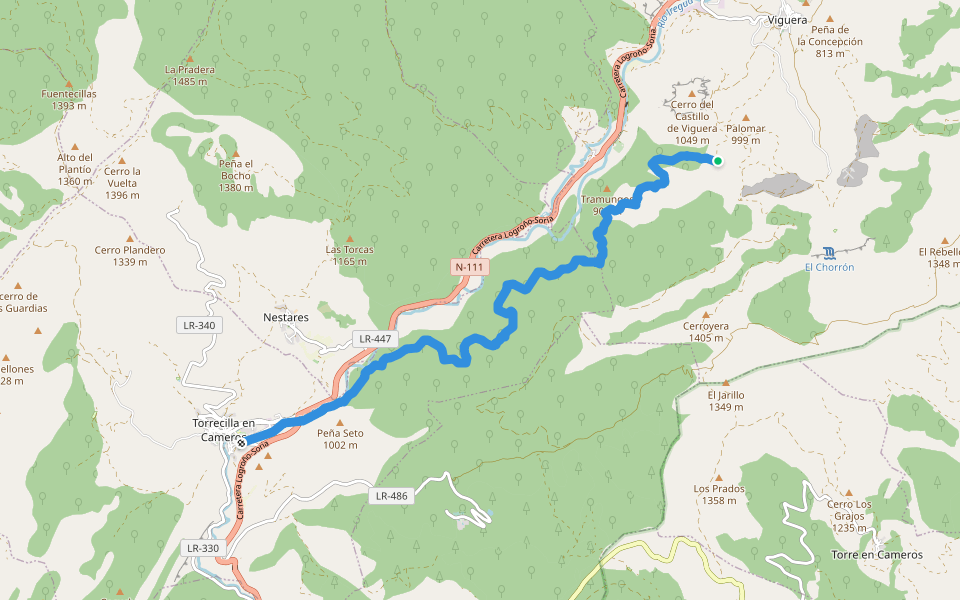 Via Romana del Iregua Tramo 1 walking route map in Viguera
