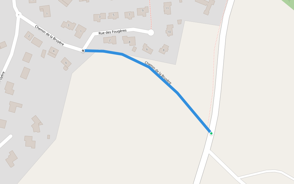 Chemin de la Bruyère walking route map in Saint-Julien