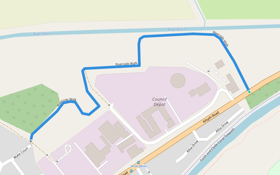 Riverside Walk walking route map in Kirkintilloch