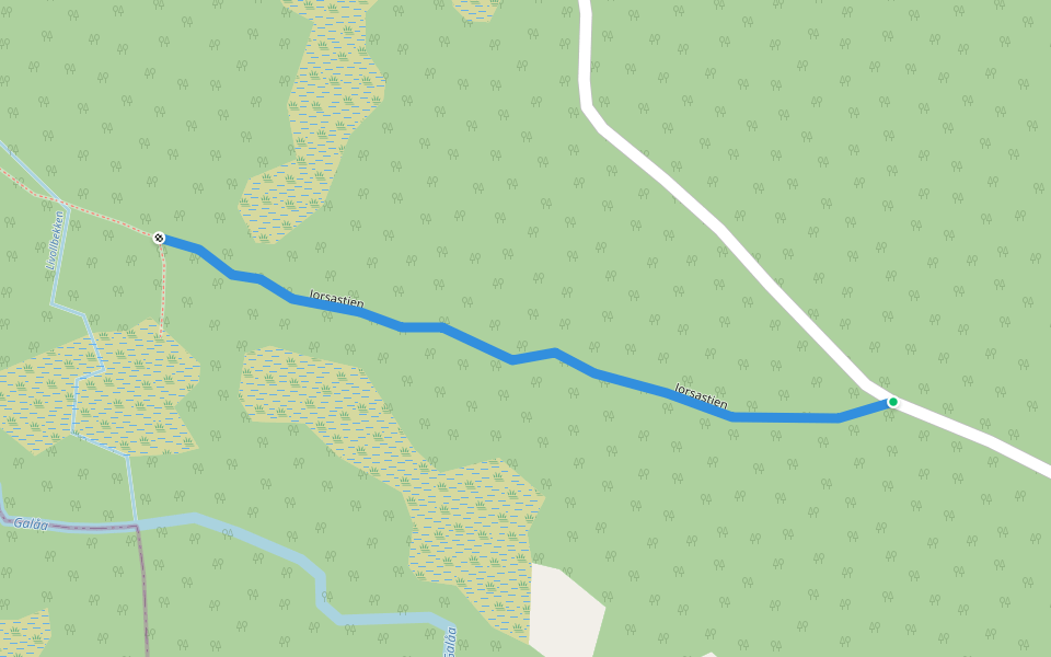 Jorsastien walking route map in Galåa