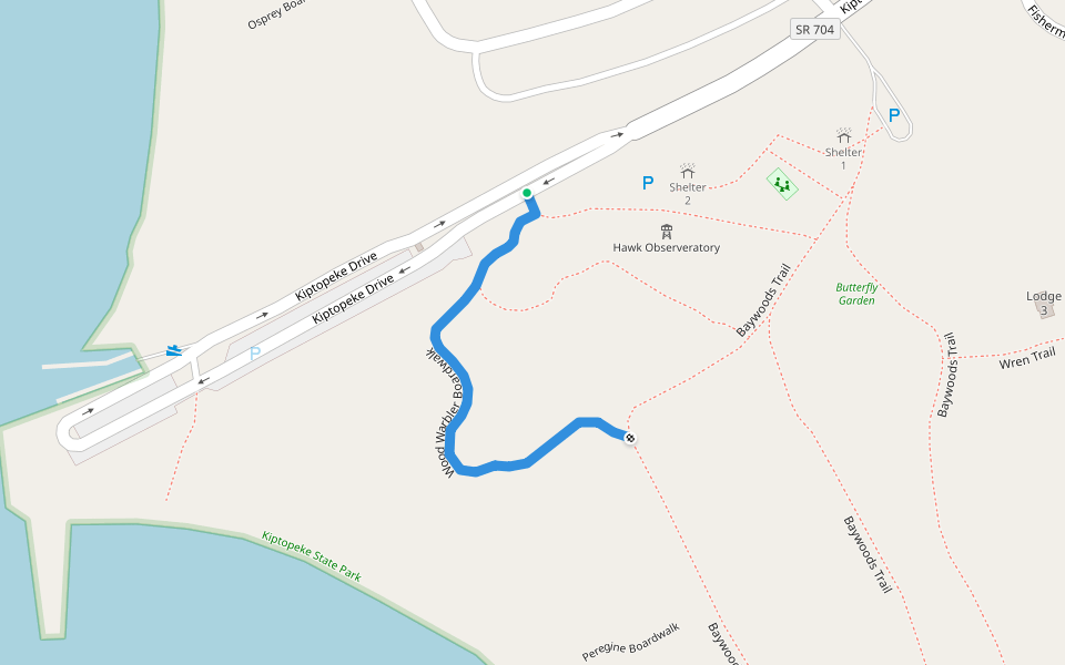 Wood Warbler Boardwalk walking route map in Cape Charles