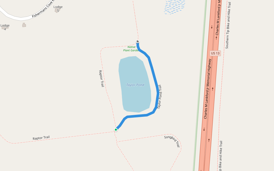 Taylor Pond Trail walking route map in Cape Charles