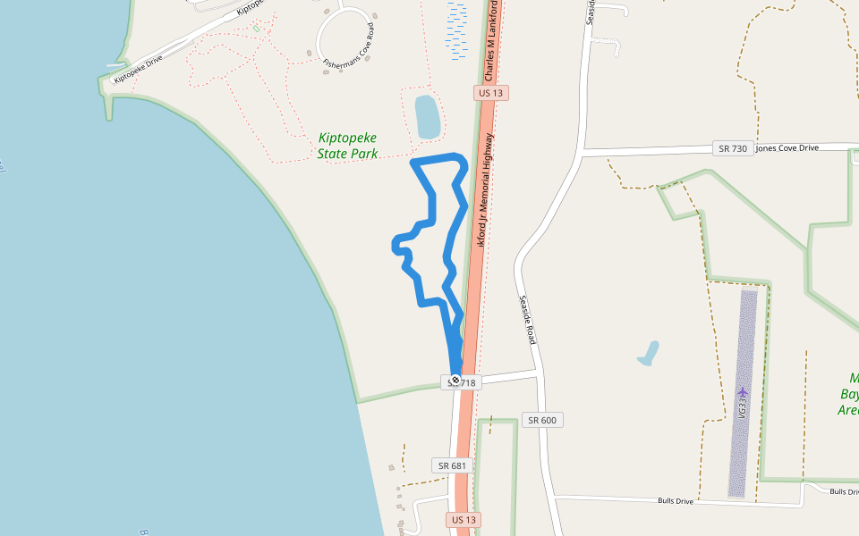 Songbird Trail walking route map in Cape Charles