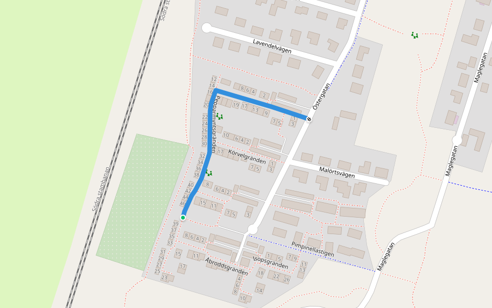 Pepparmyntsgränden walking route map in Hässleholm