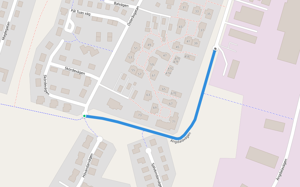 Ängdalavägen walking route map in Hässleholm