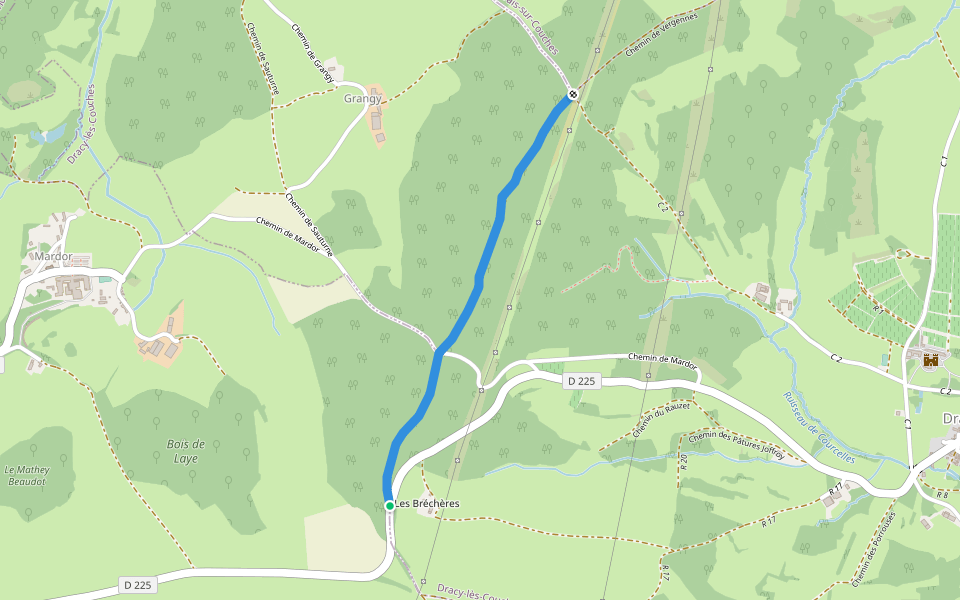 Grand Chemin walking route map in Couches