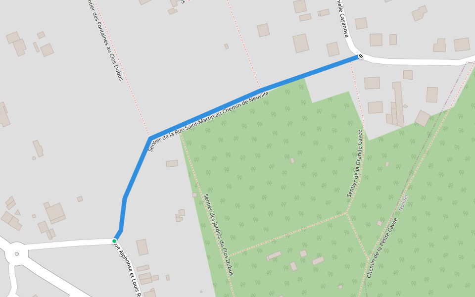 Sentier de la Rue Saint-Martin au Chemin de Neuville walking route map in Beaumont-sur-Oise