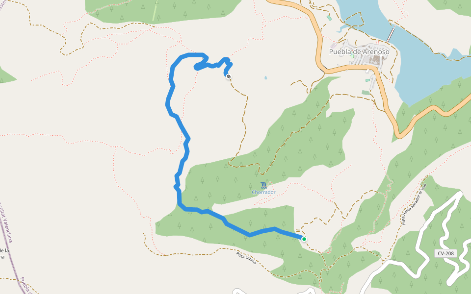 Senda Loma La Grana walking route map in Fuente la Reina