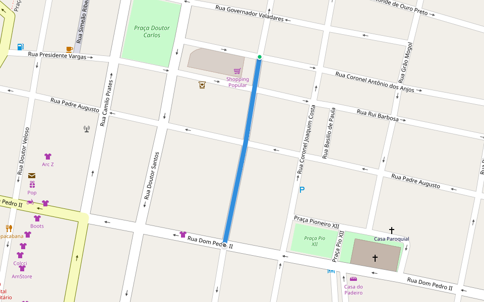 Rua São Francisco walking route map in Montes Claros