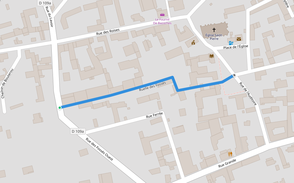 Ruelle des Fossés walking route map in Bazoches-lès-Bray