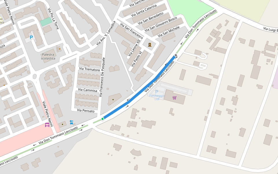 Spartitraffico alberato walking route map in Torremaggiore