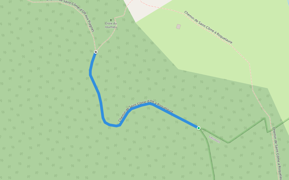 Chemin de Saint-Côme-d'Olt à Roquelaure walking route map in Saint-Côme-d'Olt