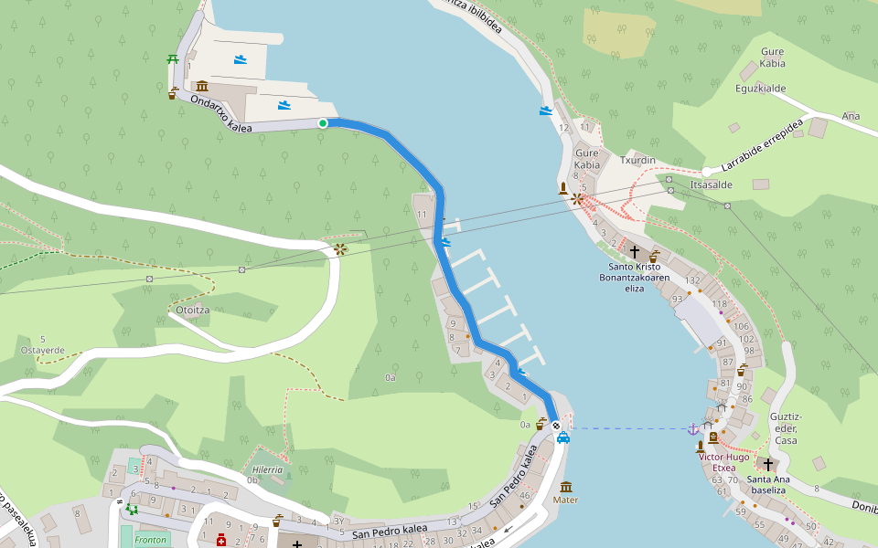 Torreatze kalea walking route map in Pasaia