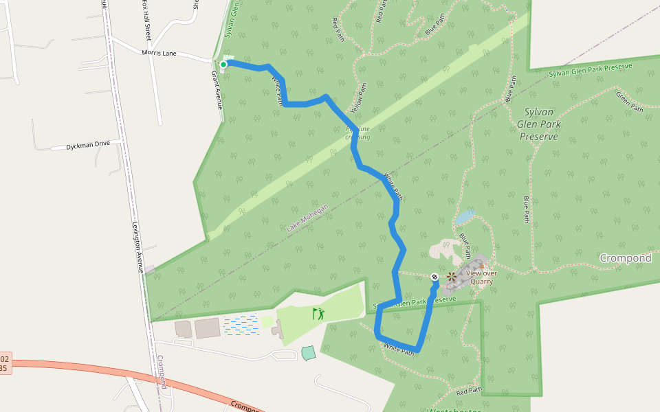 White Path walking route map in Mohegan Lake