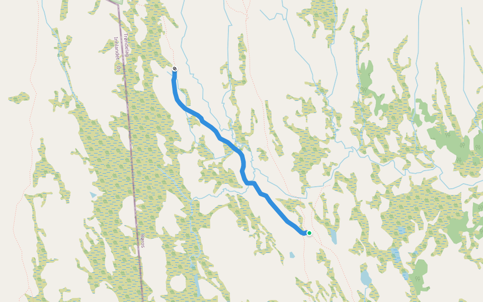 Kjurrudalsveien, urydda walking route map in Kverningan
