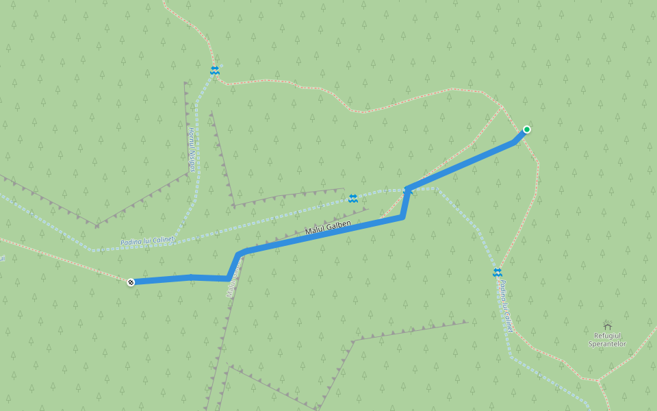Malul Galben walking route map in Zărnești