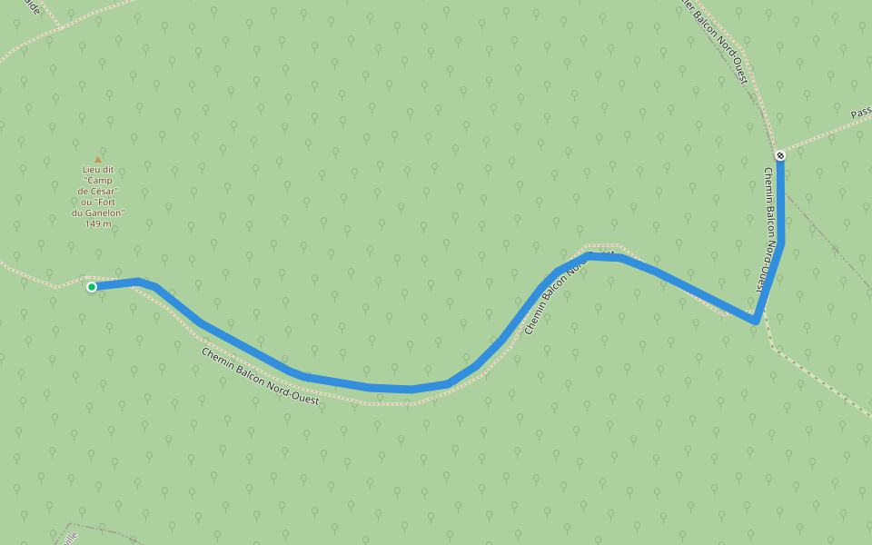 Chemin Balcon Nord-Ouest walking route map in Coudun