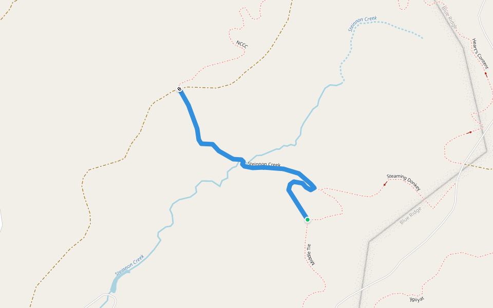 Steinnon Creek walking route map in Coquille