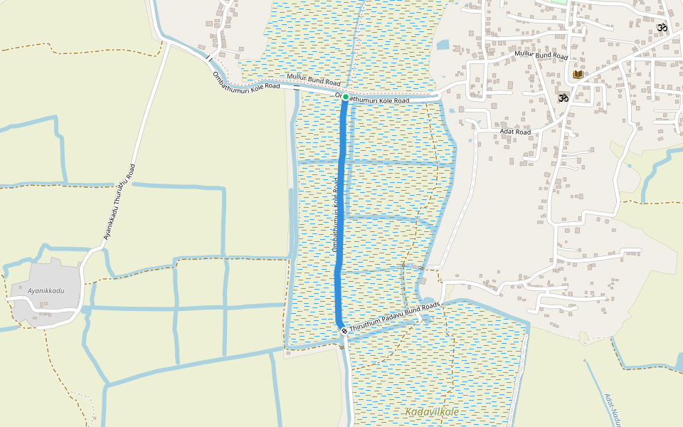 Ombathumuri Kole Road walking route map in Chalakkal