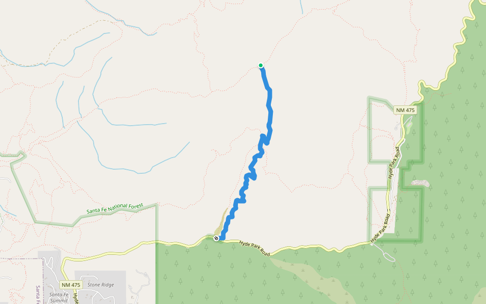 Chamisa Trail (183) walking route map in Pojoaque