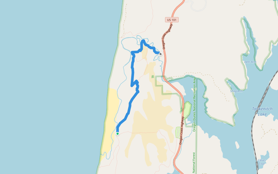 Tahkenitch Creek Trail walking route map in Gardiner
