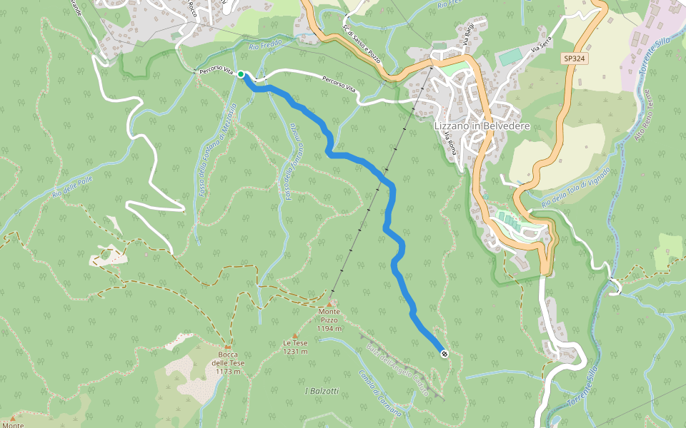 Sentiero dei sette casoni walking route map in Vidiciatico