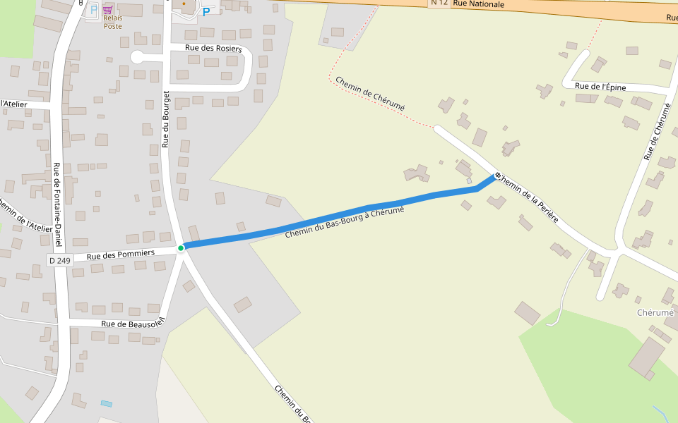 Chemin du Bas-Bourg à Chérumé walking route map in Saint-Georges-Buttavent