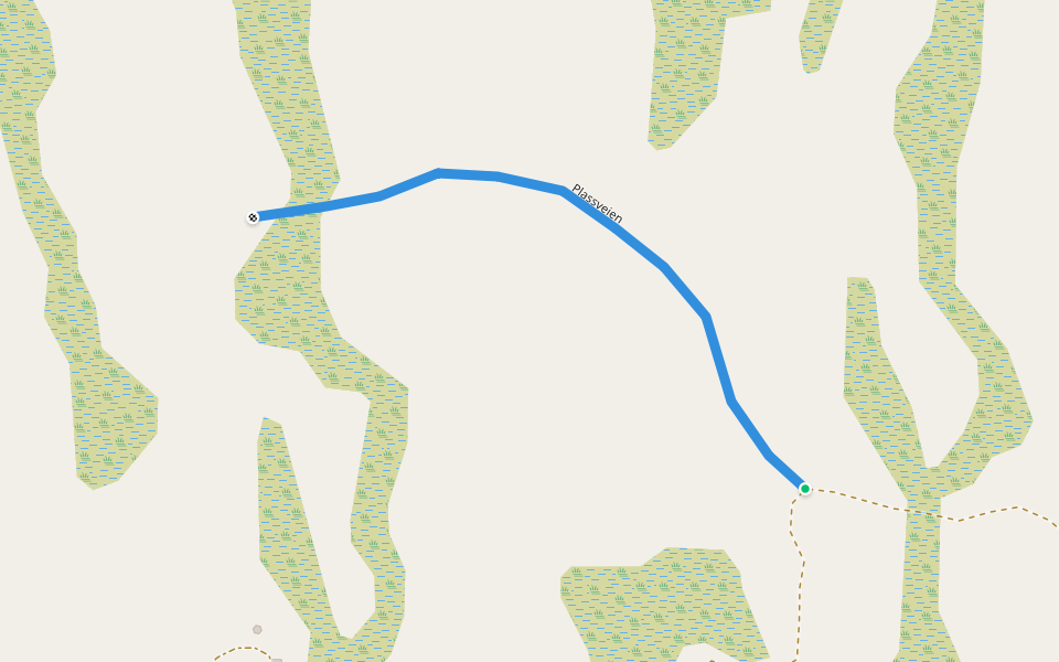 Plassveien walking route map in Breen