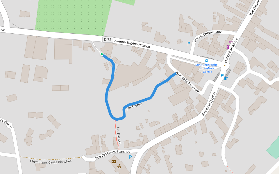 Les Ruettes walking route map in Saint-Christophe-sur-le-Nais