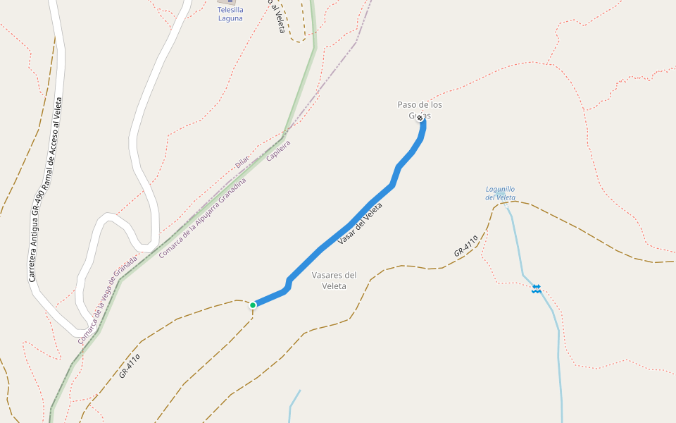 Vasar del Veleta walking route map in Capileira