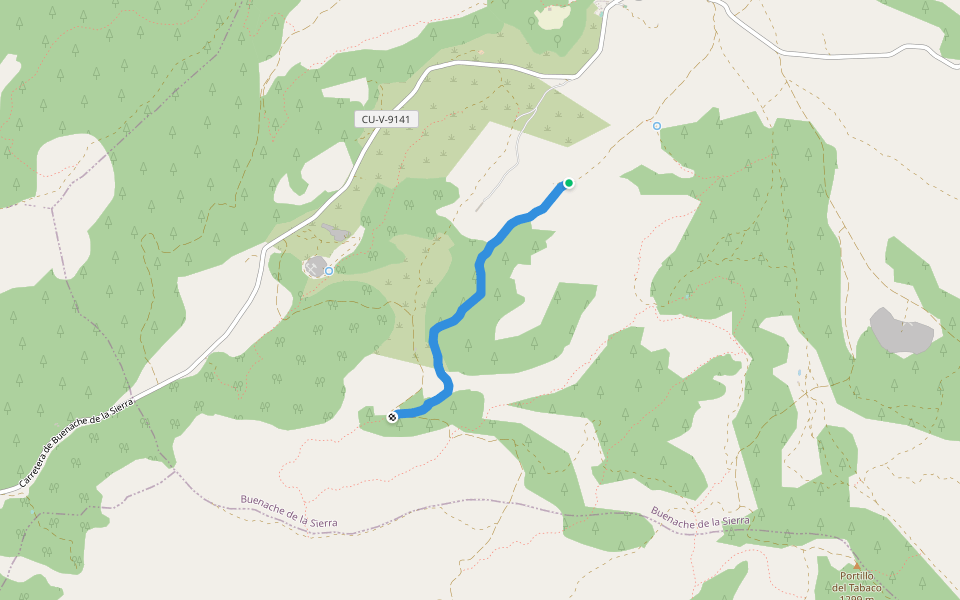 Senda de la Veguilla walking route map in Buenache de la Sierra