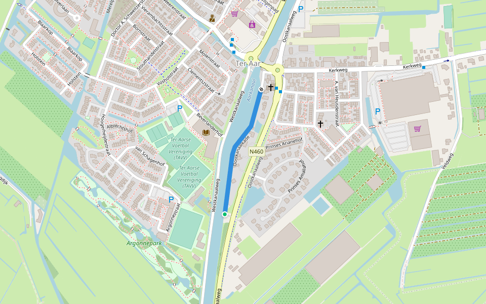 Oostkanaalkade walking route map in Ter Aar