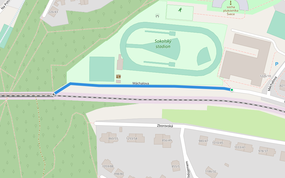 Máchalova walking route map in Třebíč