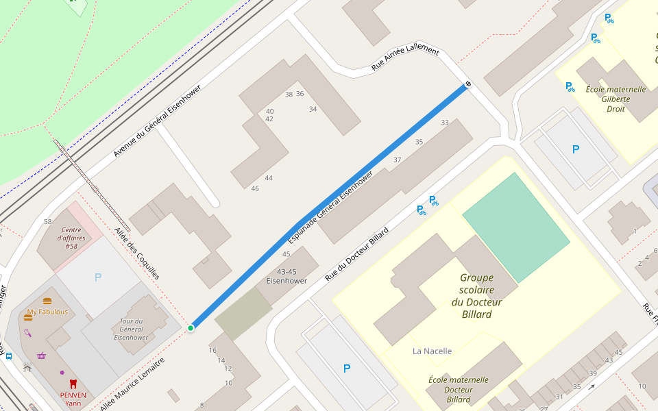 Esplanade Général Eisenhower walking route map in Reims