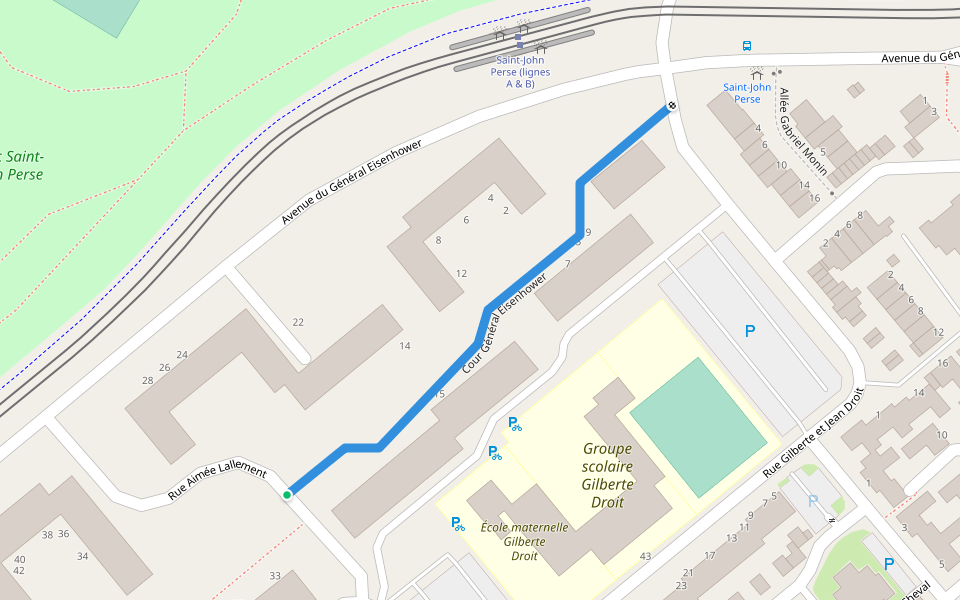 Cour Général Eisenhower walking route map in Reims