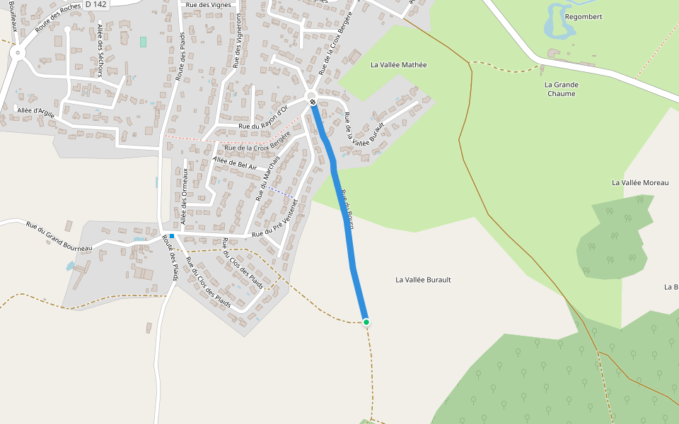 Rue du Bourg walking route map in Nouaillé-Maupertuis