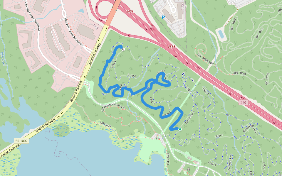 Loop 4 walking route map in Morrisville