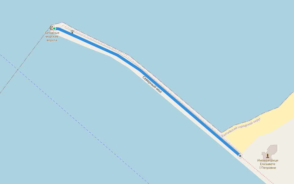 Северный мол walking route map in Baltiysk
