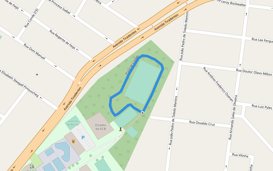 Pista de Cooper walking route map in Santa Bárbara d'Oeste