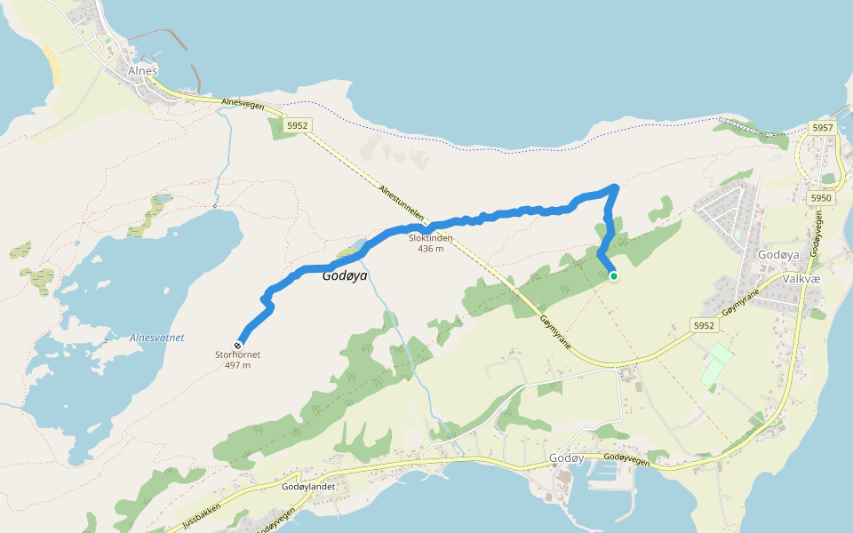 Fjellstien walking route map in Leitebakk