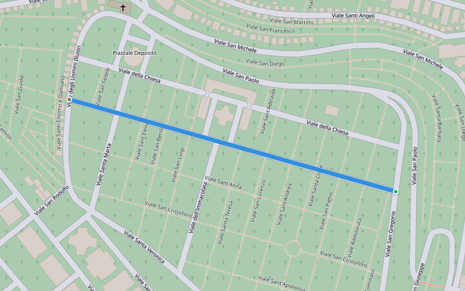 Viale San Tobia walking route map in Catania