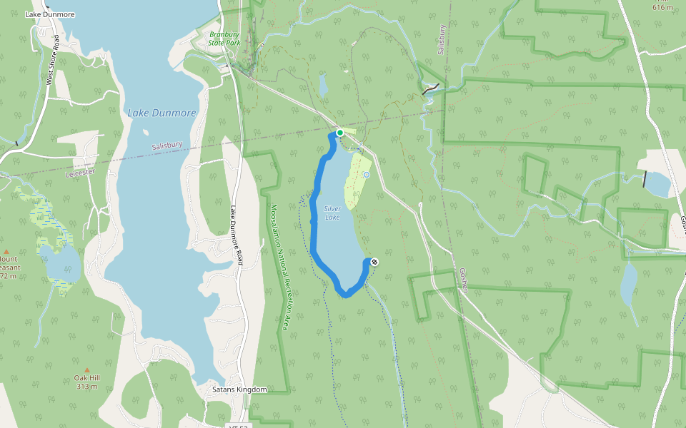Silver Lake Loop Trail walking route map in Leicester