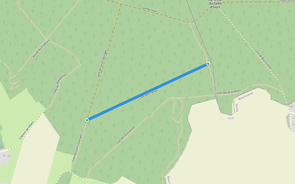 Laie des Camps walking route map in Ivors
