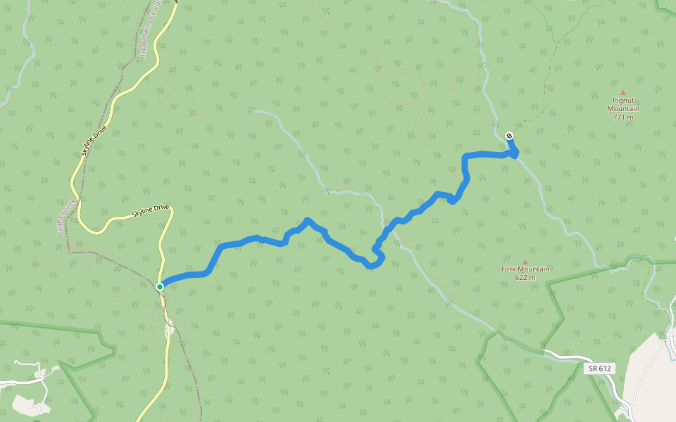 Hull School Trail walking route map in Luray