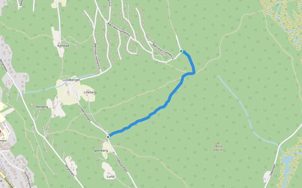 Sponbergvegen walking route map in Trysil