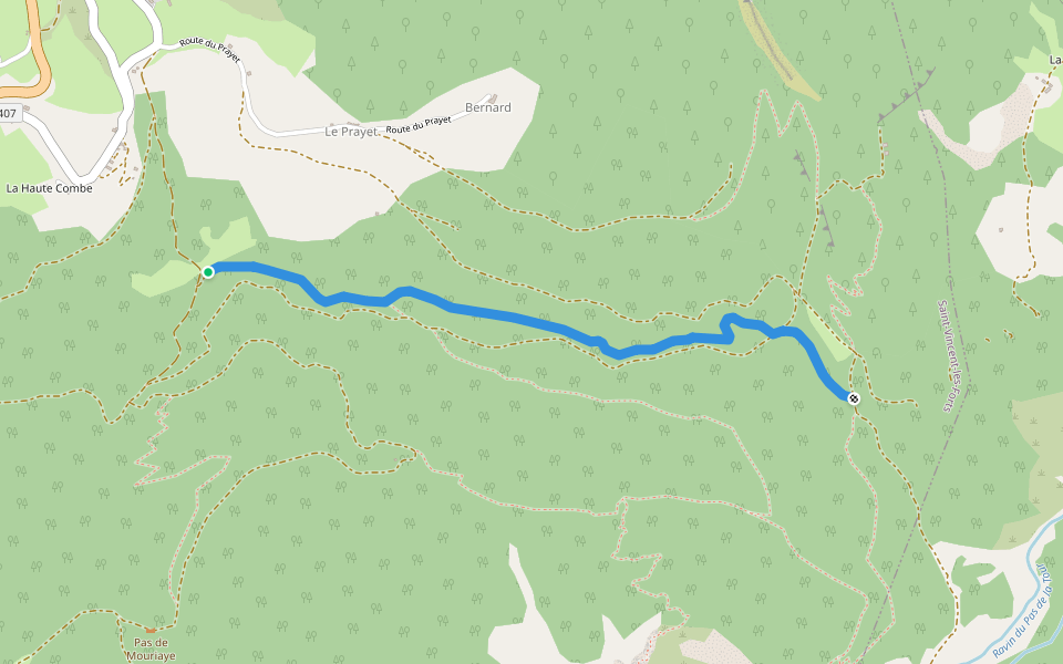 Canal de la Pisse walking route map in Ubaye-Serre-Ponçon