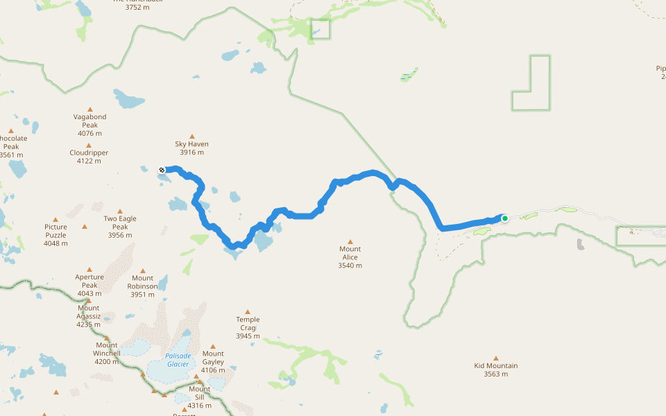 North Fork Big Pine Creek Trail walking route map in Big Pine