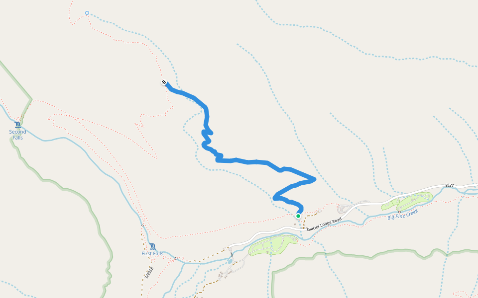 Logging Flat Trail walking route map in Big Pine