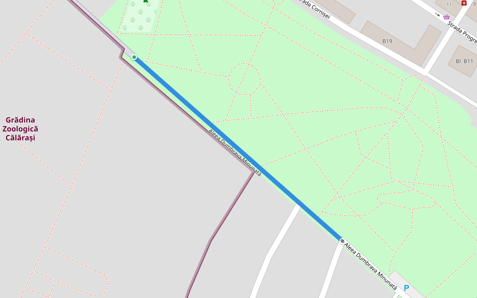 Aleea Dumbrava Minunată walking route map in Oltenița